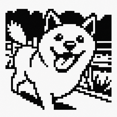 Retro pixel art noir et blanc (JSON)